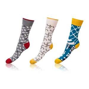 Bellinda 
CRAZY SOCKS 3x - Zábavné crazy ponožky 3 páry - sivá - biela - modrá