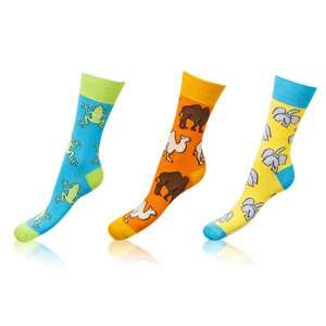 Bellinda 
CRAZY SOCKS 3x - Zábavné crazy ponožky 3 páry - svetlo modrá - oranžová - žltá