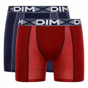DIM 3D FLEX AIR LONG BOXER 2x - Pánske športové boxerky 2 ks - tmavo červená - tmavo modrá