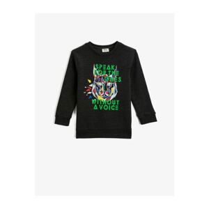 Koton Crew Neck Printed Sweatshirt Cotton