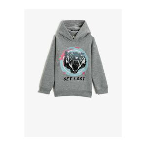 Koton Tiger Printed Hooded Sweatshirt Long Sleeve