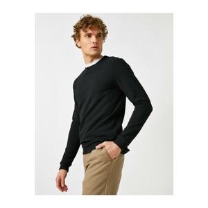 Koton Men's Black Crew Neck Long Sleeve Basic Sweater