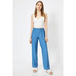 Koton Women's Blue Normal Waist Casual Fit Trousers