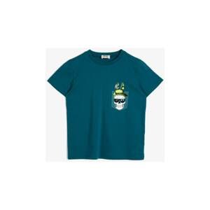Koton Boy's Teal Girl's Blue Printed T-Shirt