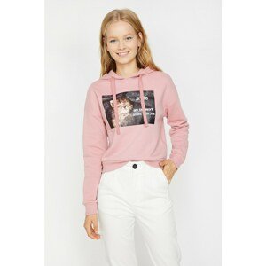 Koton Women's Pink Love Sweatshirt