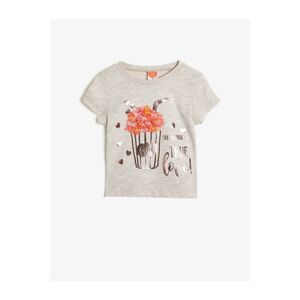 Koton Baby Girl Ecru Printed T-Shirt