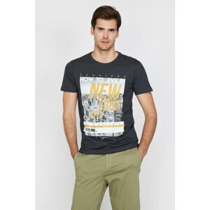 Koton Men's Gray Crew Neck Short Sleeved T-Shirt