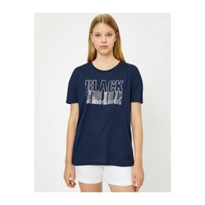 Koton Women's Navy Blue T-Shirt
