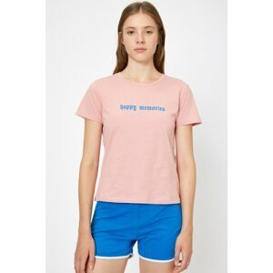 Koton Women's Pink Printed T-Shirt