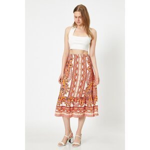 Koton Patterned Relaxed Cut Midi Skirt