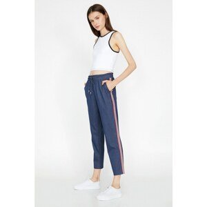 Koton Women's Blue Piping Detailed Trousers