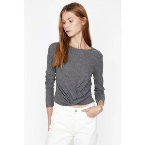 Koton Women's Gray Pleated T-Shirt