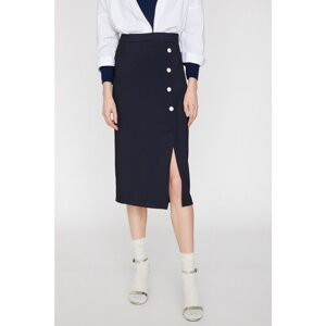 Koton Women's Navy Blue Button Detailed Skirt