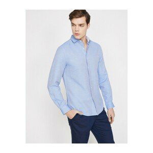 Koton Men's Blue Classic Collar Shirt