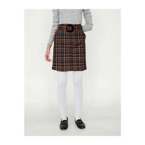 Koton Women's Claret Red Regular Waist Belt Detailed Pocket Detailed Mini Skirt