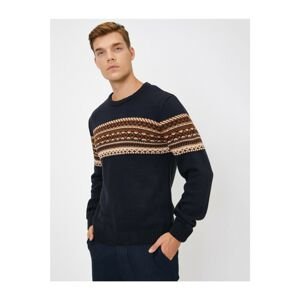 Koton Men's Navy Blue Patterned Sweater