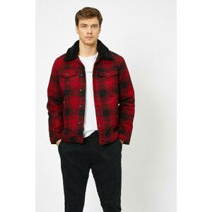 Koton Men's Red Button Detailed Coat