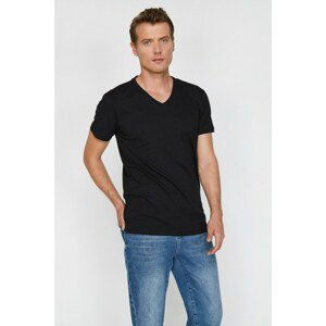 Koton Men's Black V-Neck T-Shirt