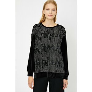 Koton Women's Black Patterned Sweatshirt