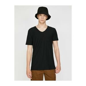Koton Men's Black V-Neck T-Shirt