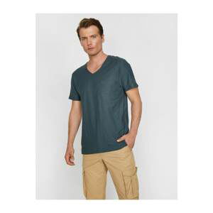 Koton Men's Anthracite V-Neck T-Shirt