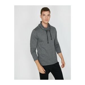 Koton Men's Gray High Collar Long Sleeved T-Shirt