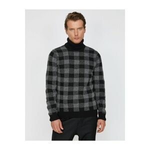 Koton Men's Turtleneck Checkered Comfort Cut Sweater