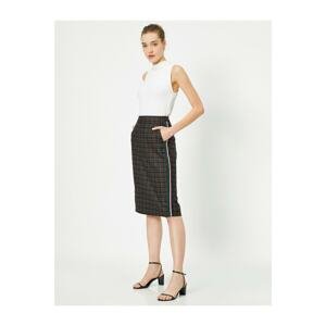 Koton Regular Waist Checked Pocket Detailed Midi Skirt
