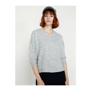 Koton Women's Gray V-Neck Sweater