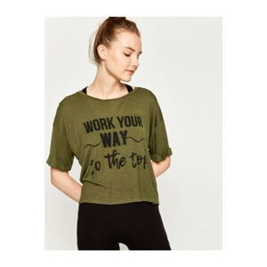 Koton Women's Khaki Printed T-shirt