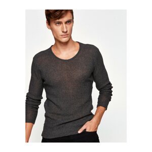 Koton Men's Gray V-Neck Sweater