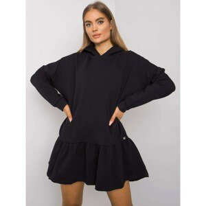 Black cotton dress with a hood