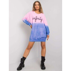 Pink and blue sweatshirt with an inscription