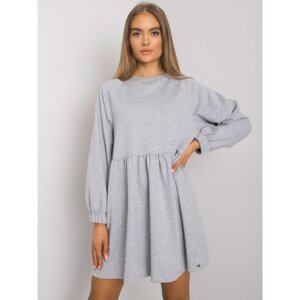 Grey melange basic dress with long sleeves