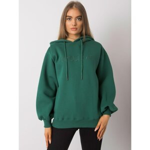 RUE PARIS Dark green cotton sweatshirt with a hood
