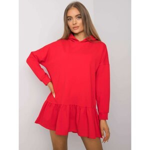 Red cotton dress with hood