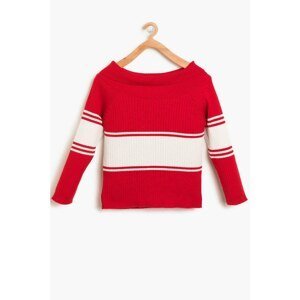 Koton Red Girl Color Block Sweater
