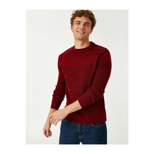 Koton Men's Burgundy Textured Knitwear Sweater