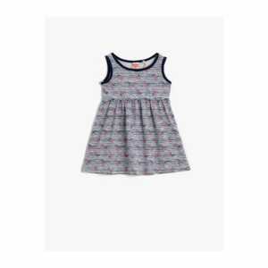 Koton Baby Girl Navy Blue Striped Patterned Summer Dress Cotton
