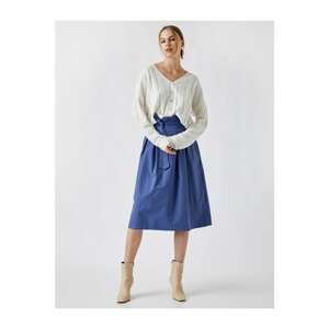 Koton High Waist Belted Pleated Midi Skirt