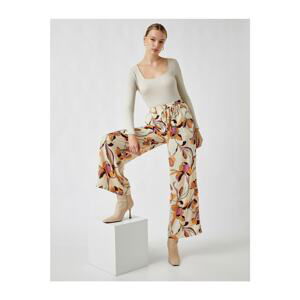 Koton Elastic Waist Patterned Wide Leg Trousers