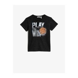 Koton Boy's Anthracite Basketball Printed T-Shirt