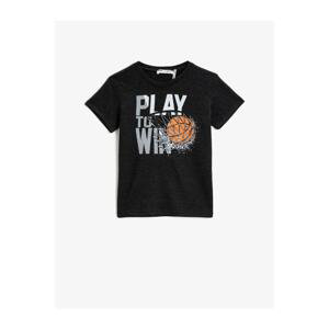 Koton Boy's Anthracite Basketball Printed T-Shirt