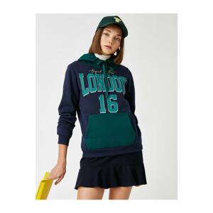 Koton Hooded Pocket Printed Sweatshirt