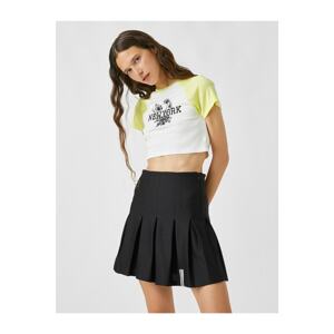 Koton Printed Short Sleeve Crew Neck Crop T-Shirt