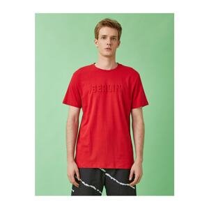 Koton Men's Red Printed T-Shirt Cotton