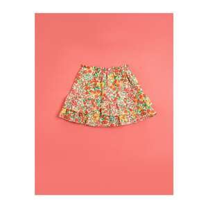 Koton Girl Pink Patterned Floral Skirt Layered Cotton