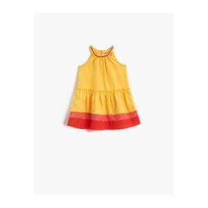 Koton Baby Girl Yellow Color Block Dress Cotton