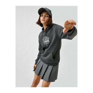 Koton Hooded Pocket Printed Sweatshirt