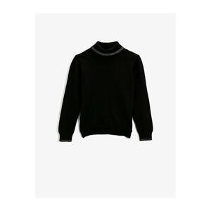 Koton Crew Neck Sweater Collar Shimmer Detailed Long Sleeve